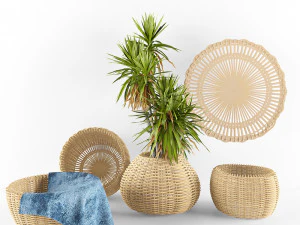 Dekor Strohkorb 3D Modell