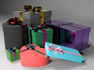 christmas gift box set 3D Model