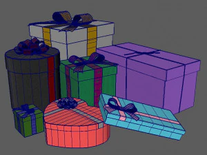christmas gift box set 3D Model