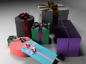 christmas gift box set 3D Model