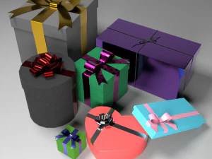 christmas gift box set 3D Model