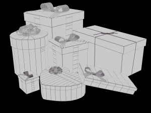 christmas gift box set 3D Model