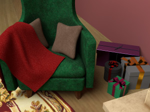christmas fireplace Model 3D