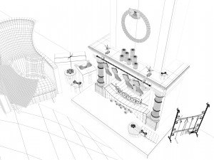 christmas fireplace Model 3D