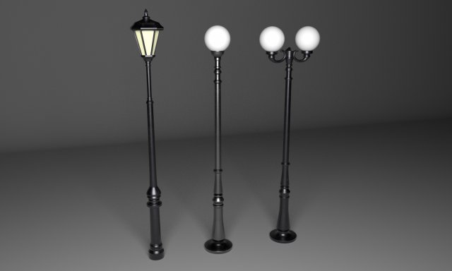 street lantern set 3D Model .c4d .max .obj .3ds .fbx .stl .blend 