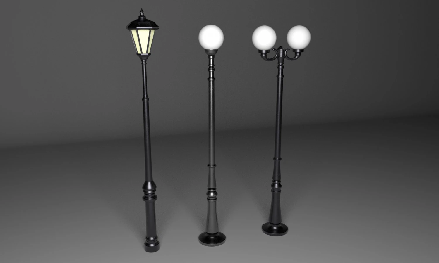 street lantern set 3D Model .c4d .max .obj .3ds .fbx .stl .blend