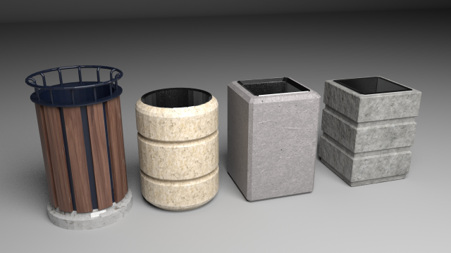 concrete bin set pack 3D Model .c4d .max .obj .3ds .fbx .stl .blend 