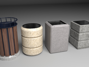 concrete bin set pack 3D मॉडल