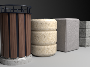 concrete bin set pack 3D Model