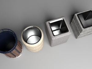 concrete bin set pack 3D Model