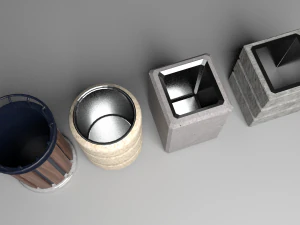 concrete bin set pack 3D Model