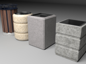 concrete bin set pack 3D Model