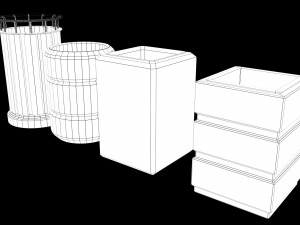 concrete bin set pack 3D Model