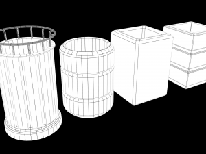 concrete bin set pack 3D Model
