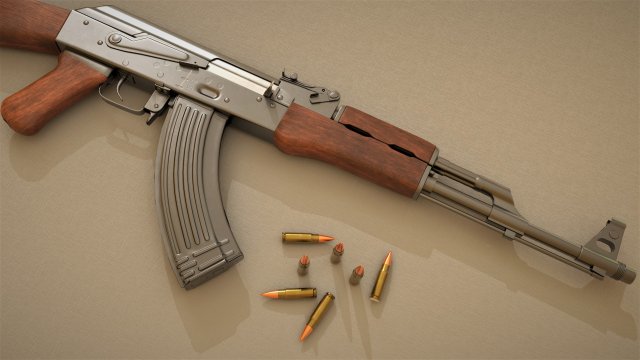 akm rifle 3D Модель .c4d .max .obj .3ds .fbx .stl .blend 