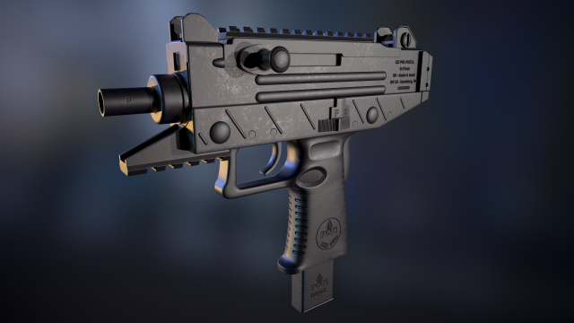 iwi uzi pro pistol 3D 模型 .c4d .max .obj .3ds .fbx .stl .blend 