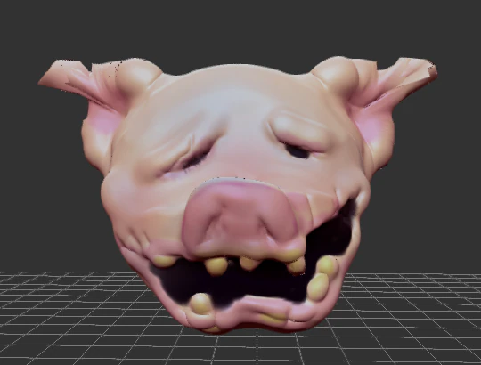 deformed pig head model 3D Model .c4d .max .obj .3ds .fbx .stl .blend 