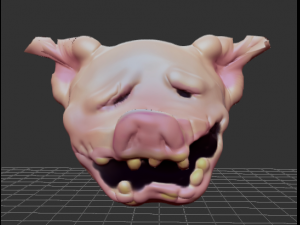 deformed pig head model 3D Model