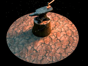 Rusty anvil and hammer - particle sparks 3D Model