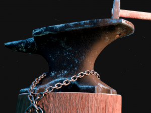 Rusty anvil and hammer - particle sparks 3Dモデル