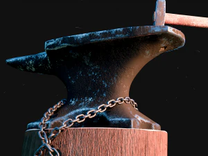 Rusty anvil and hammer - particle sparks 3D Model