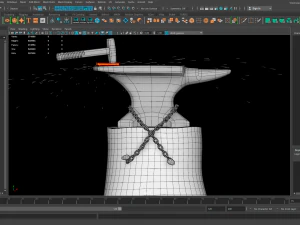 Rusty anvil and hammer - particle sparks 3D Model