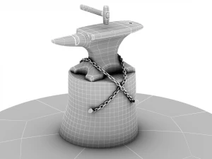 Rusty anvil and hammer - particle sparks 3D Model
