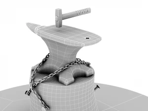 Rusty anvil and hammer - particle sparks 3D Model