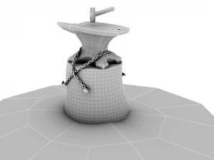 Rusty anvil and hammer - particle sparks 3D Model