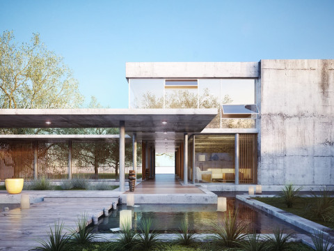 Exterior House 3d scene Low-poly 3D Model