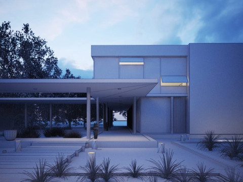 Exterior House 3d scene Low-poly 3D मॉडल