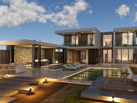 Modern house Exterior Low-poly 3D Model
