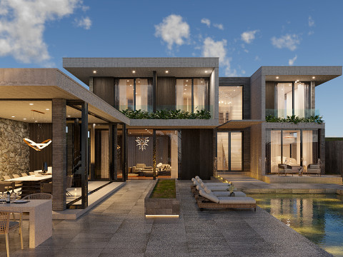 Modern house Exterior Low-poly 3D मॉडल