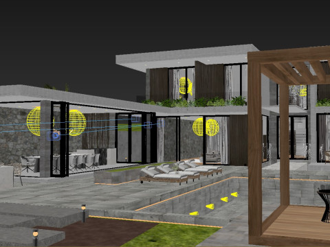 Modern house Exterior Low-poly 3D मॉडल