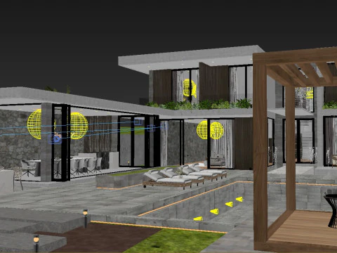 Modern house Exterior Low-poly 3D Model