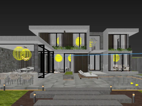 Modern house Exterior Low-poly 3D Model