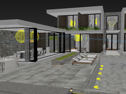 Modern house Exterior Low-poly 3D मॉडल