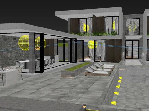 Modern house Exterior Low-poly 3D Model