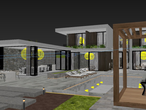 Modern house Exterior Low-poly 3D मॉडल