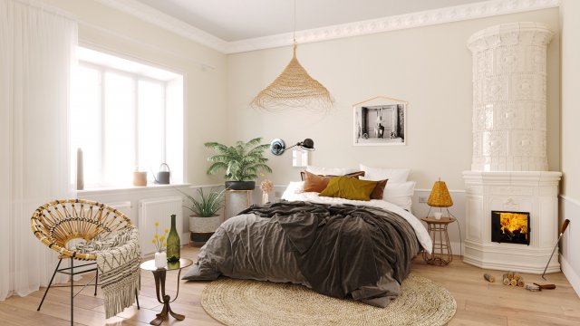 bedroom scandinavian Modelo 3D .c4d .max .obj .3ds .fbx .stl .blend 