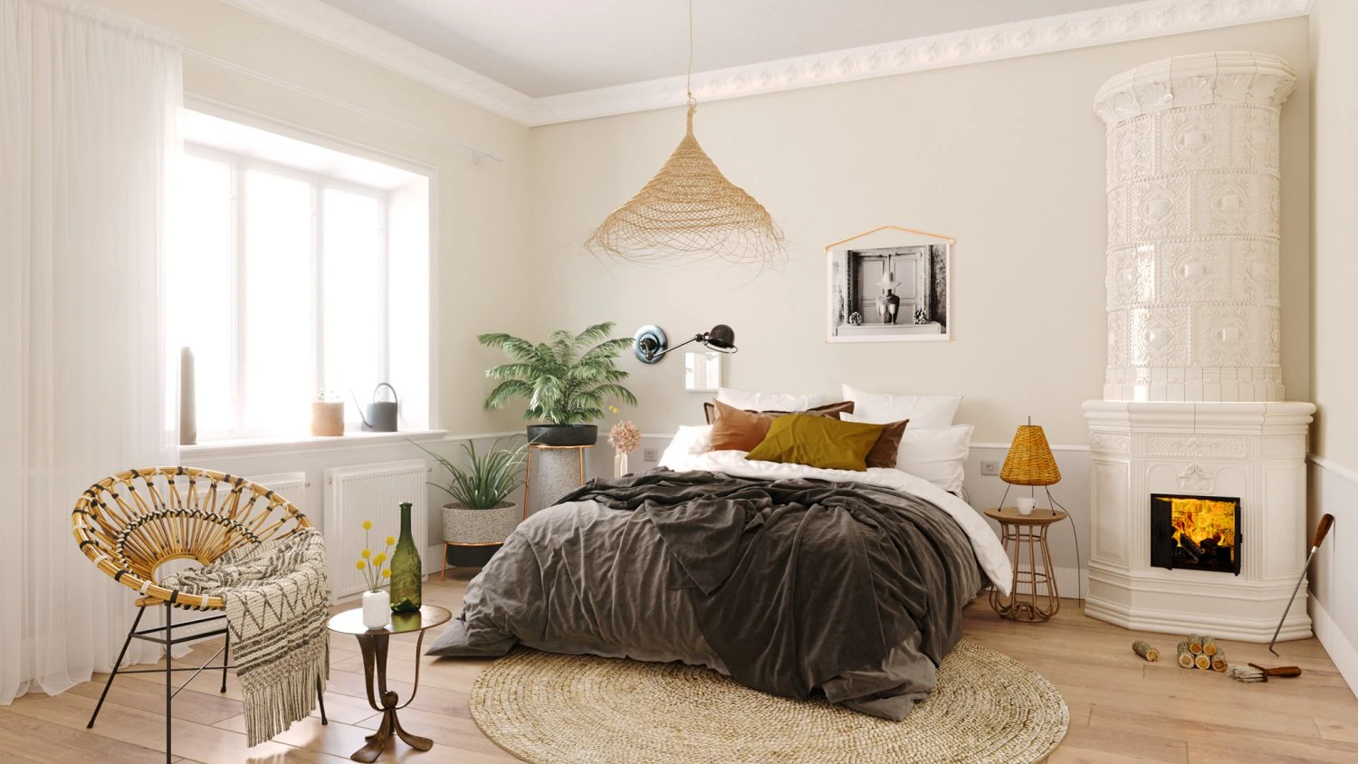 bedroom scandinavian 3D Model .c4d .max .obj .3ds .fbx .stl .blend 