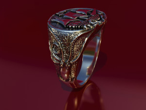 ring with ship and kraken 3d print model 3Dプリントモデル