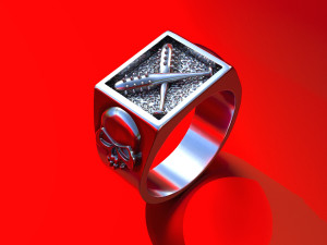 bandit ring with baseball bats and skulls for 3d print 3d print model 3D-Druckmodell