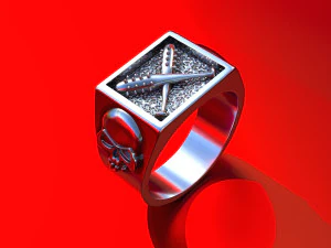 bandit ring with baseball bats and skulls for 3d print 3d print model 3D Print Model