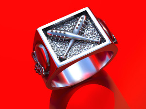 bandit ring with baseball bats and skulls for 3d print 3d print model 3D-printmodel