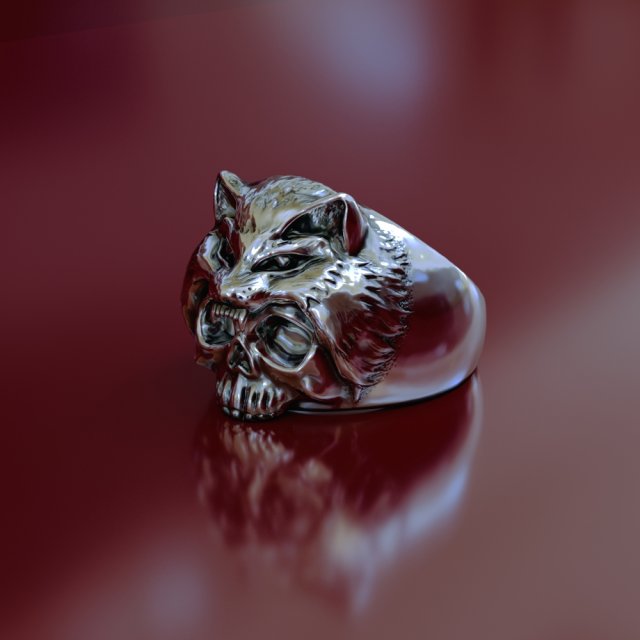 ring with skull and wolf head 3d print model 3Dプリントモデル .c4d .max .obj .3ds .fbx .stl .blend