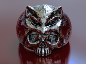 ring with skull and wolf head 3d print model 3Dプリントモデル