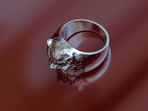 ring with skull and wolf head 3d print model 3Dプリントモデル