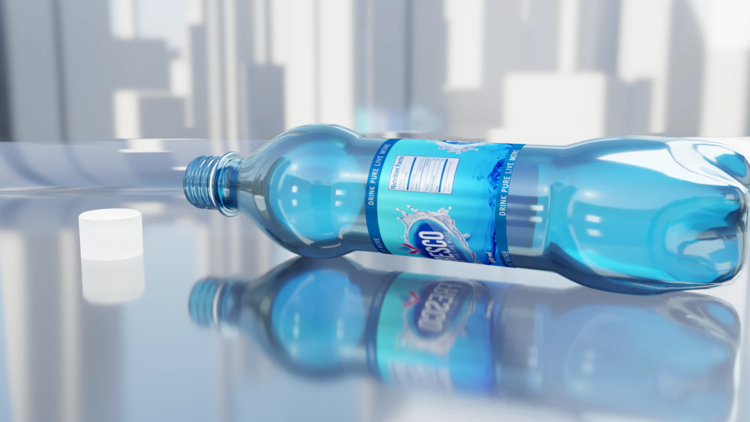 mineral water bottle 3D Model .c4d .max .obj .3ds .fbx .stl .blend 