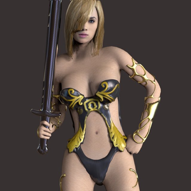 warrior woman 3D Model .c4d .max .obj .3ds .fbx .stl .blend 